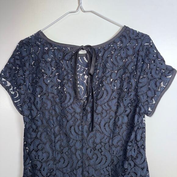 Ann Taylor LOFT Lace Shift Dress Women’s 10 Navy Short Sleeve Lined Cocktail - Picture 9 of 16